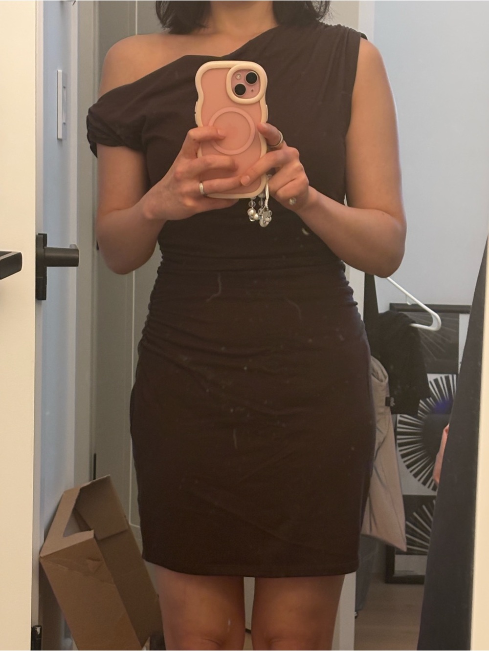 Reformation One-Shoulder Chocolate Brown Mini Dress